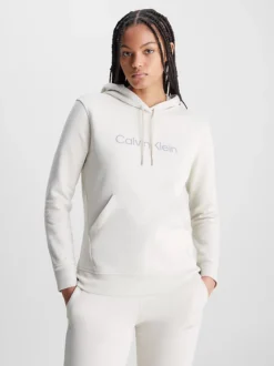 Calvin Klein Felpa Con Cappuccio In Spugna Di Cotone E Logo
