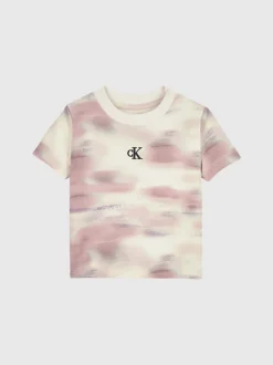 Calvin Klein T-shirt Neonato Tinta A Nodi Con Logo