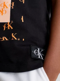 Calvin Klein T-shirt In Cotone Biologico Con Logo Bambino -Offerta Economica Calvin Klein IU0IU00408 BEH alternate5