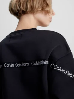 Calvin Klein Felpa Corta Con Logo Tape -Offerta Economica Calvin Klein J20J220693 BEH alternate3