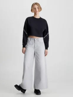 Calvin Klein Felpa Corta Con Logo Tape -Offerta Economica Calvin Klein J20J220693 BEH alternate4