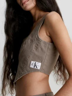 Calvin Klein Top Corsetto In Tela Di Cotone -Offerta Economica Calvin Klein J20J220714 PE5 alternate2