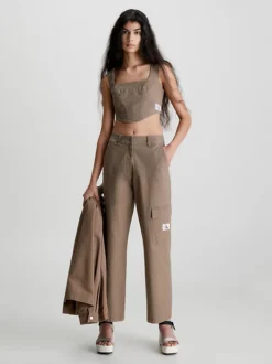 Calvin Klein Top Corsetto In Tela Di Cotone -Offerta Economica Calvin Klein J20J220714 PE5 alternate3