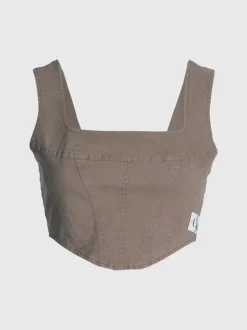 Calvin Klein Top Corsetto In Tela Di Cotone -Offerta Economica Calvin Klein J20J220714 PE5 alternate4