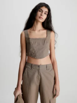 Calvin Klein Top Corsetto In Tela Di Cotone