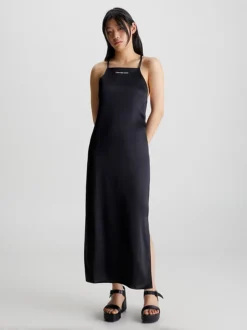 Calvin Klein Abito Maxi Aperto Dietro In Raso