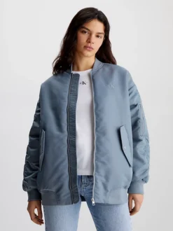 Calvin Klein Giacca Bomber In Rasatello Di Nylon Oversize