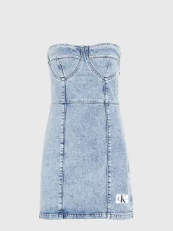 Calvin Klein Abito A Bustier In Denim Riciclato -Offerta Economica Calvin Klein J20J221276 1AA alternate4