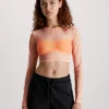 Calvin Klein Top Cropped In Rete A Manica Lunga