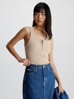 Calvin Klein Canotta A Costine In Cotone Slim