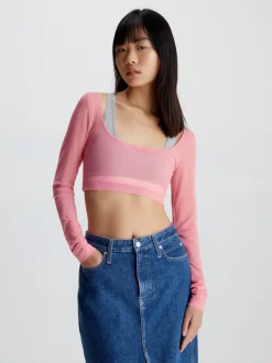 Calvin Klein Top Cropped In Rete Slim