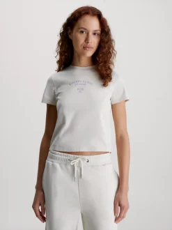 Calvin Klein T-shirt Slim Con Logo In Stile College