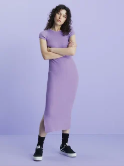 Calvin Klein Abito Midi In Maglia Lavorato A Costine Slim