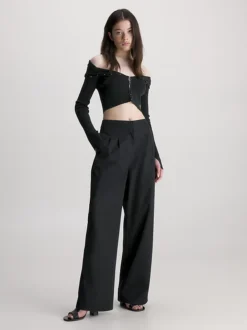 Calvin Klein Pantaloni A Gamba Larga E Vita Alta -Offerta Economica Calvin Klein J20J222133 BEH alternate3