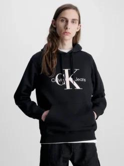 Calvin Klein Felpa Con Cappuccio E Monogramma In Cotone