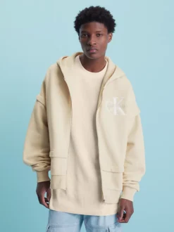 Calvin Klein Felpa Con Cappuccio E Zip Integrale Oversize