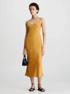 Calvin Klein Abito Sottoveste Midi In Satin Slim