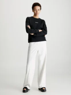 Calvin Klein Felpa In Cotone Con Logo Micro -Offerta Economica Calvin Klein K20K205453 BEH alternate3