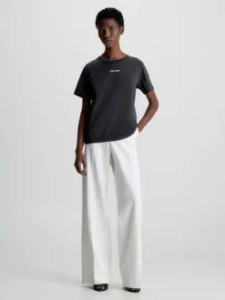 Calvin Klein T-shirt Con Micro Logo In Cotone 10 Calvin Klein T-shirt Con Micro Logo In Cotone -Offerta Economica Calvin Klein K20K205454 BEH alternate3