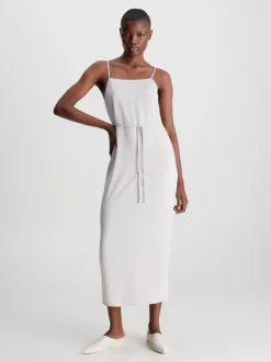 Calvin Klein Abito Sottoveste Midi In Crêpe