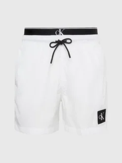 Calvin Klein Pantaloncini Da Bagno Corti Con Fascia In Vita Doppia - CK Nylon